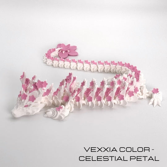 Vexxia Giant Cherry Blossom Dragon Sculpture Display Piece 24in - Premium Dual-Color Series