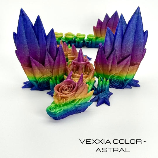 Vexxia Giant Articulated Rose Winged Dragon Figurine 20in
