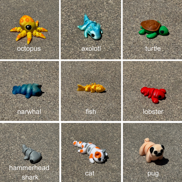 Vexlings minis 5 pack and Bulk Packs - Cute articulating collectible mini animals mini pack angle 2