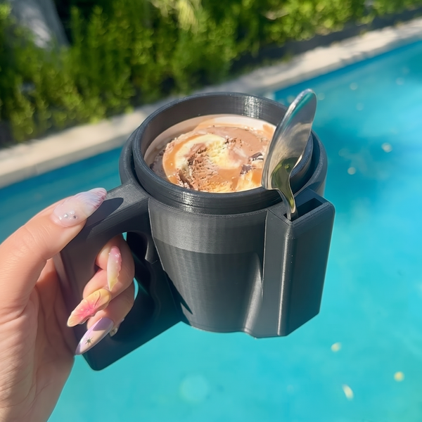 Pint Ice Cream Holder with Handle & Spoon Slot